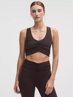 lululemon athletica Ruched Nulu Long line Yoga Bra Pink Peony Sports Bra